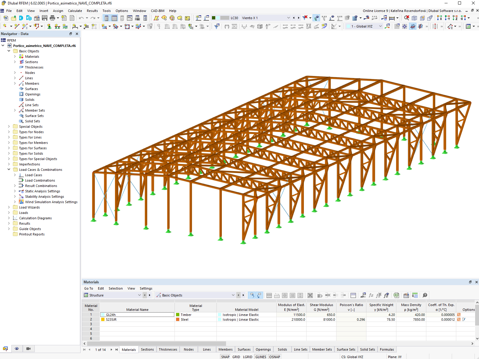 CP 001264 | Modelo do pavilhão industrial de madeira no RFEM 6 (© Maderas Besteiro)