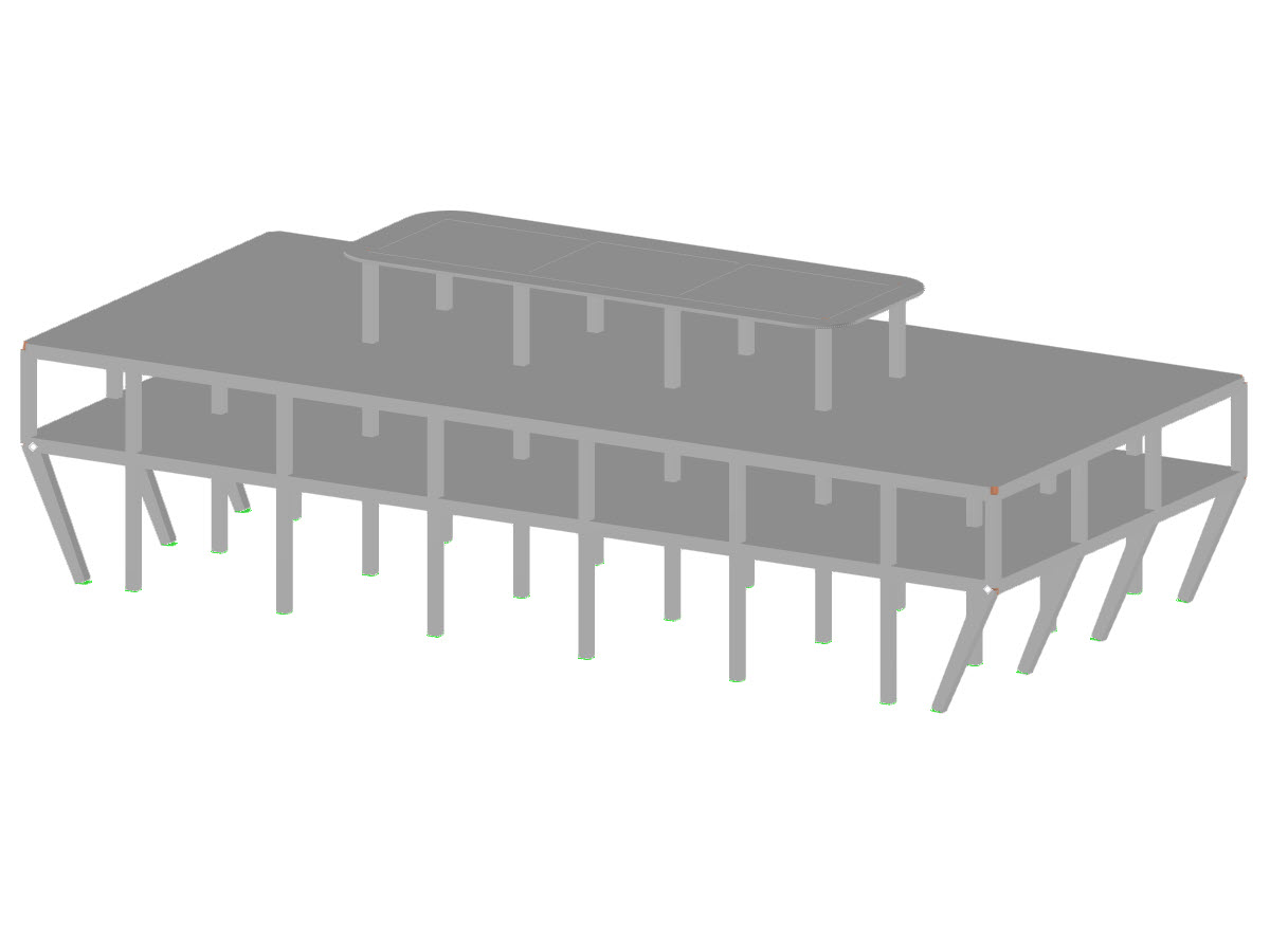 Modelo 004505 | Edifício com pilares de betão armado inclinados