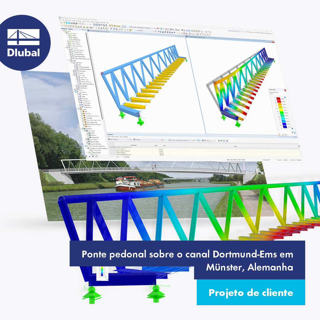 Ponte pedonal sobre o canal Dortmund-Ems em Münster, Alemanha