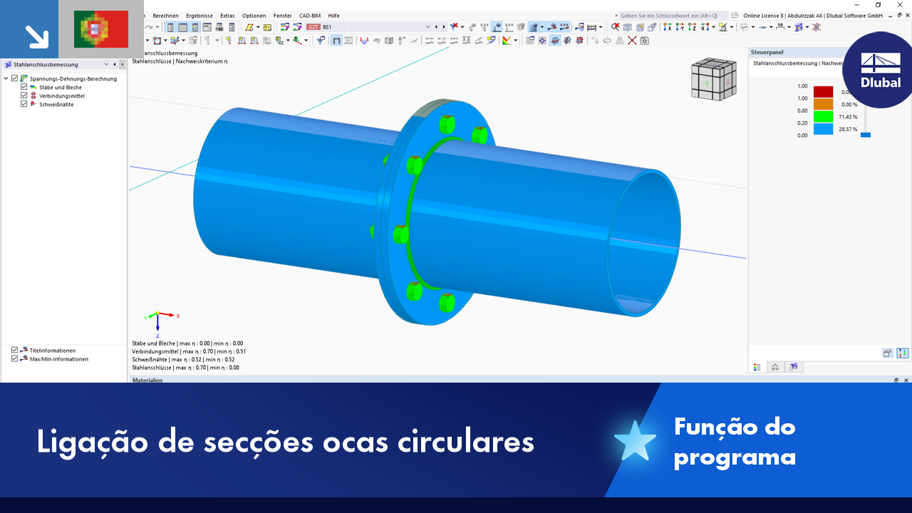 Ligação de secções ocas circulares