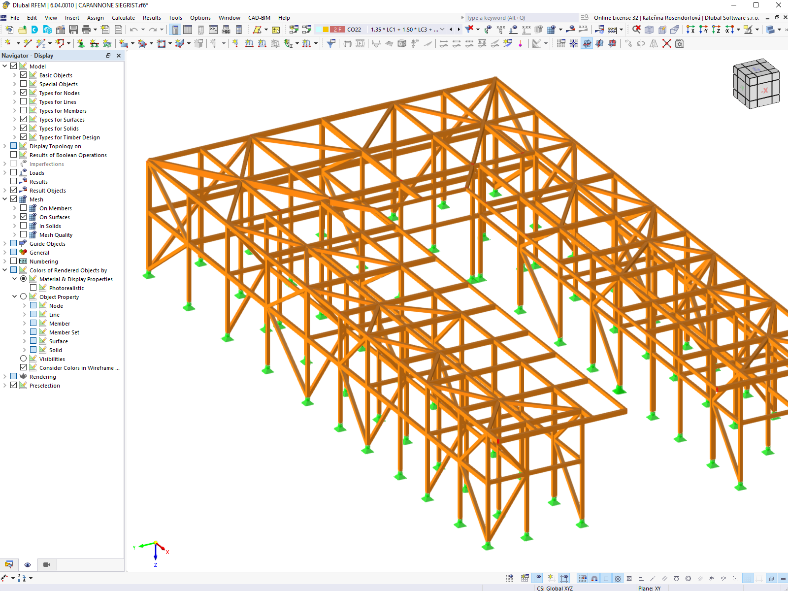 Modelo RFEM do armazém da Sieglist Igor Carpenteria em Maggia, Suíça