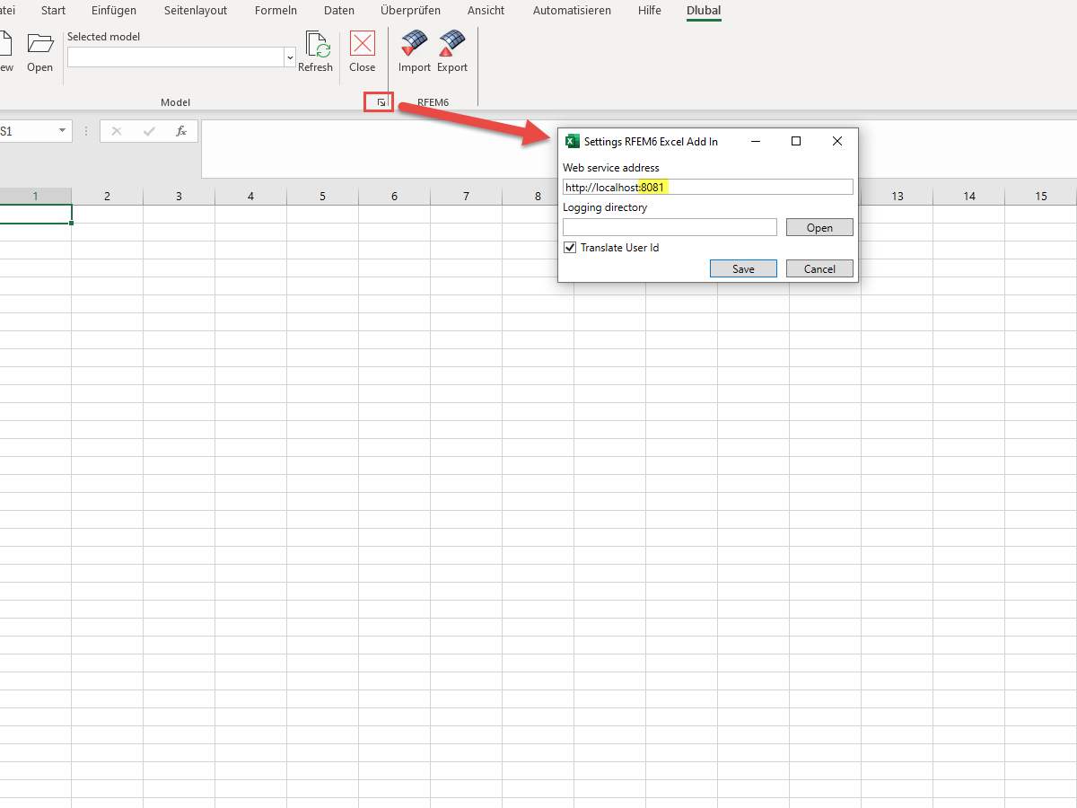 Alterar o alcance da porta do servidor no plug-in do Excel