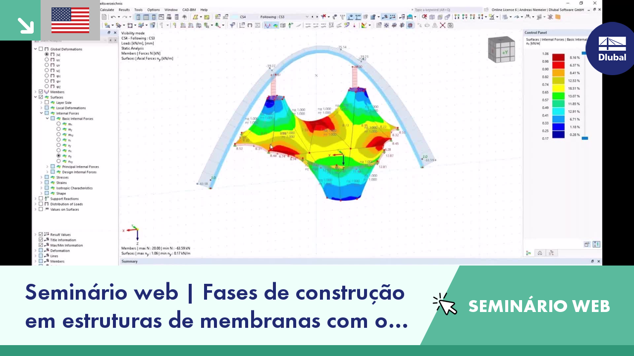 Seminário web | Fases de construção das estruturas de membrana com o RFEM 6