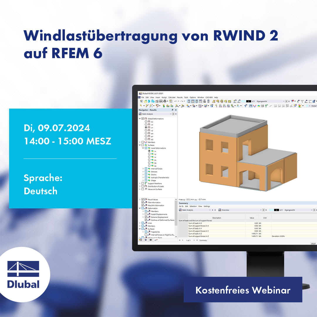 Transferência de carga de vento do RWIND 2 para o RFEM 6