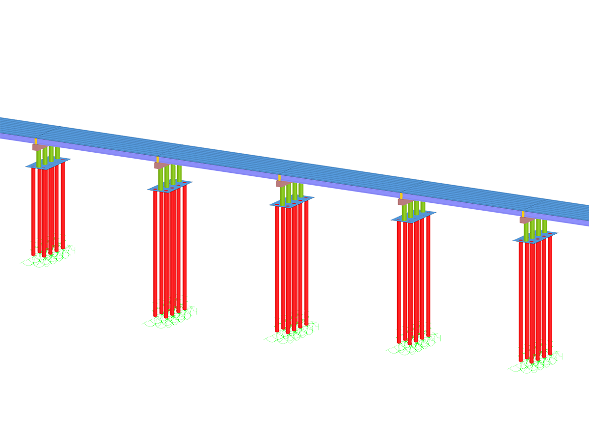 Modelo de ponte após pré-esforço