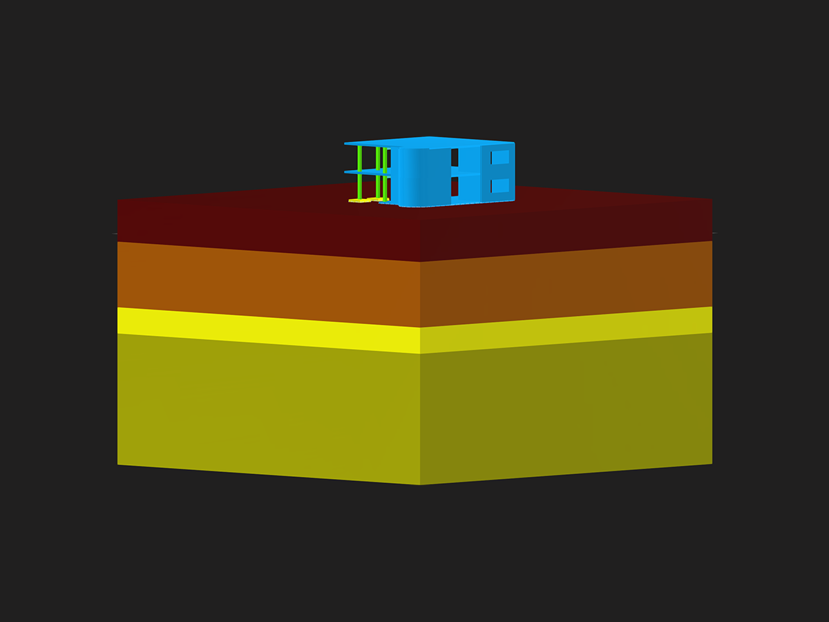 Edifício sobre maciço de solo com modelo de solo endurecido modificado