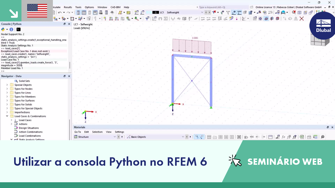 VG 005034 | SEMINÁRIO WEB | Utilização da consola Python no RFEM 6