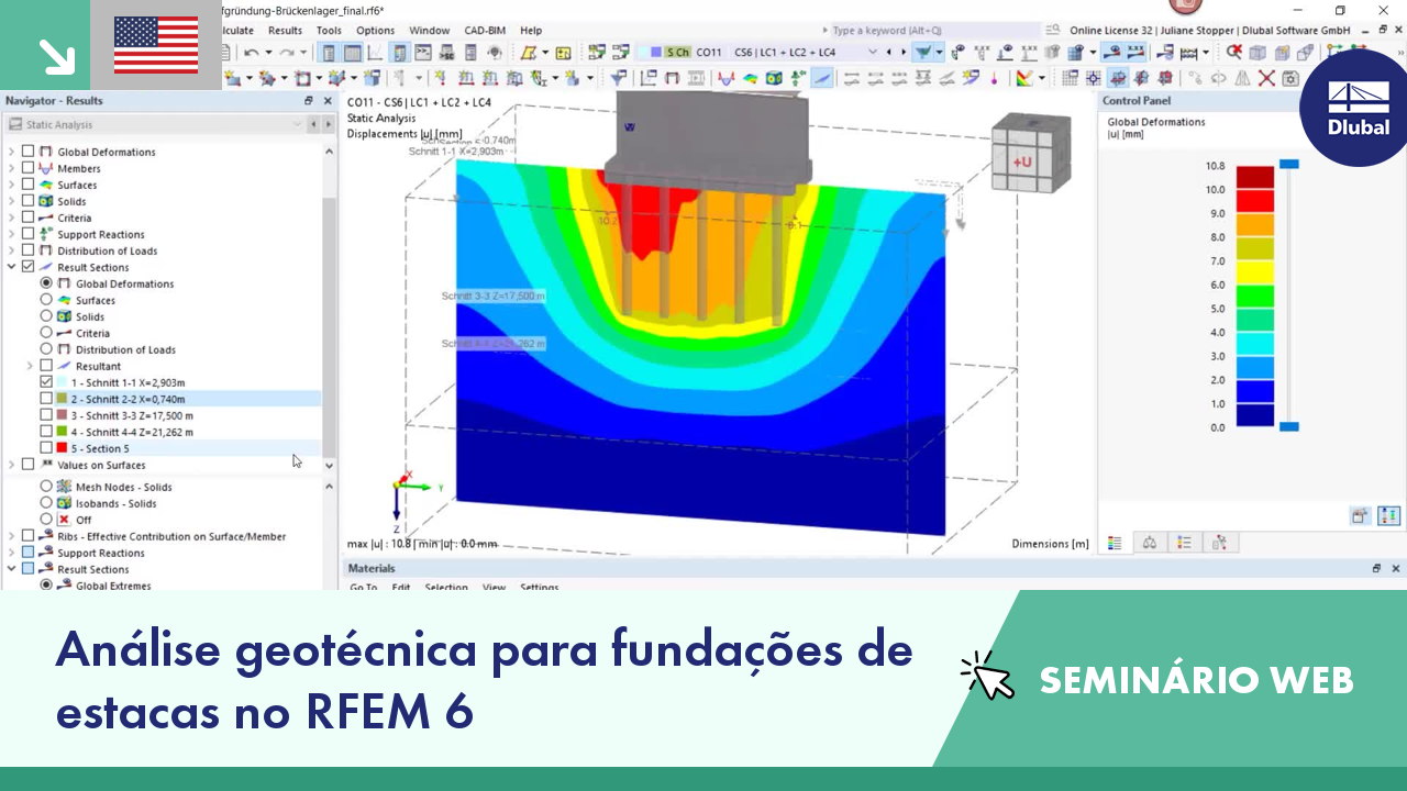 Seminário web sobre análise geotécnica para fundações de estacas utilizando o software RFEM 6.