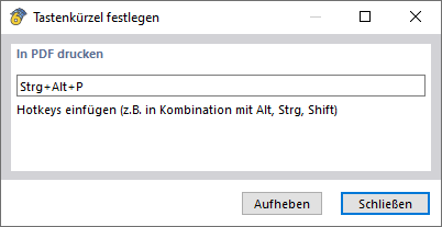 Tastenkürzel festlegen