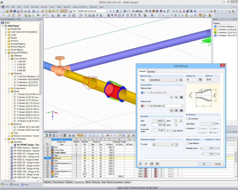 Редактирование переходного соединения в RFEM