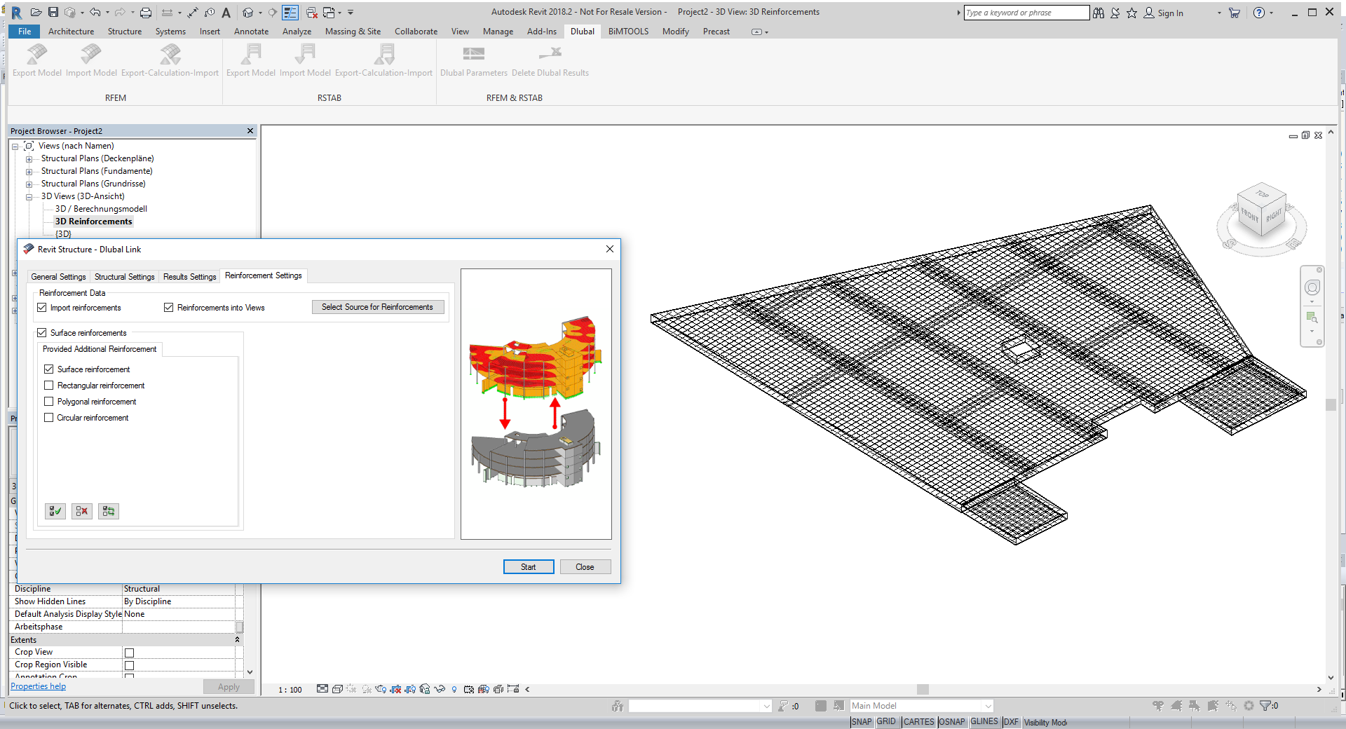 Экспортированная арматура в Revit