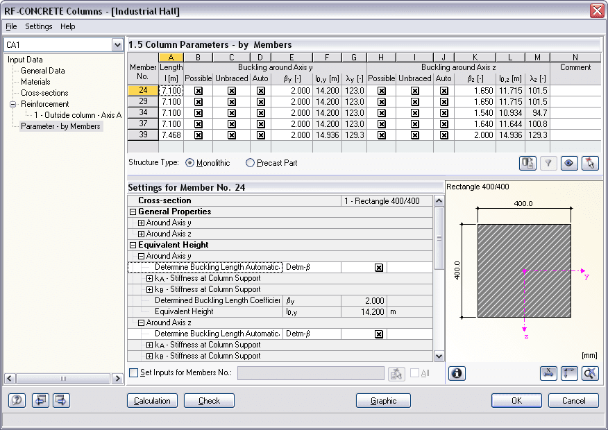 1.5 Stützenparameter - stabweise