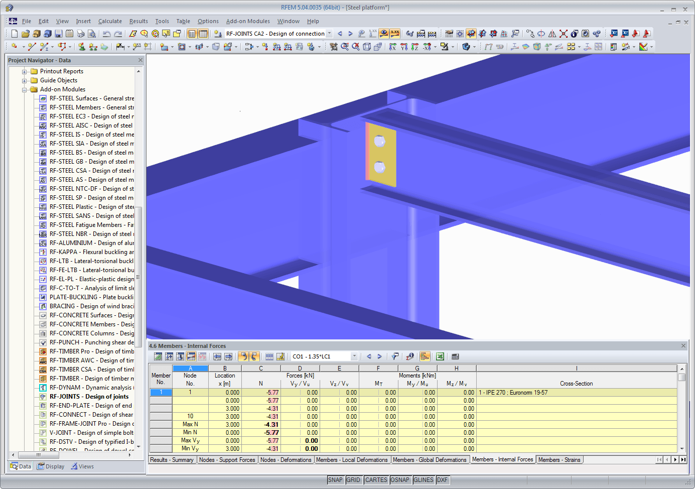 Visualisierung eines Fahnenblech-Anschlusses in RFEM