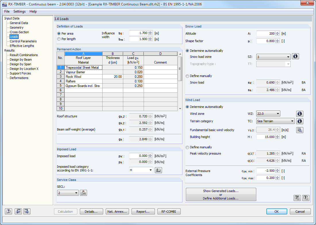 Окно 1.4 Нагрузки