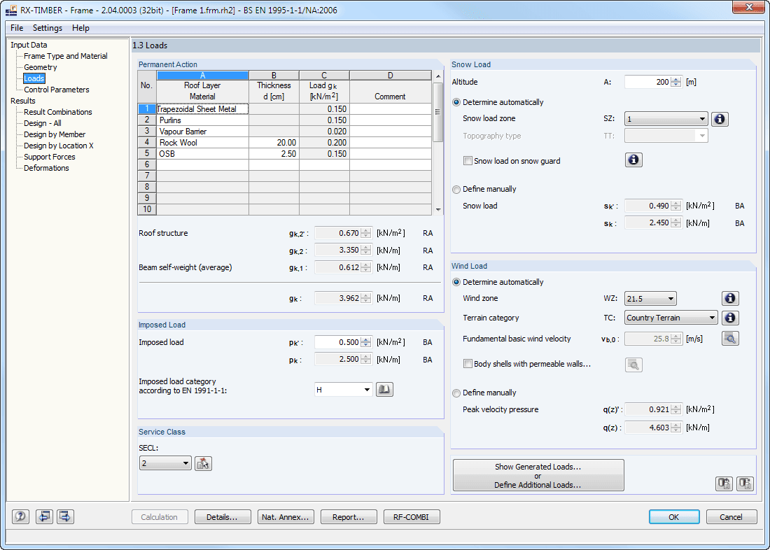 Окно 1.3 Нагрузки