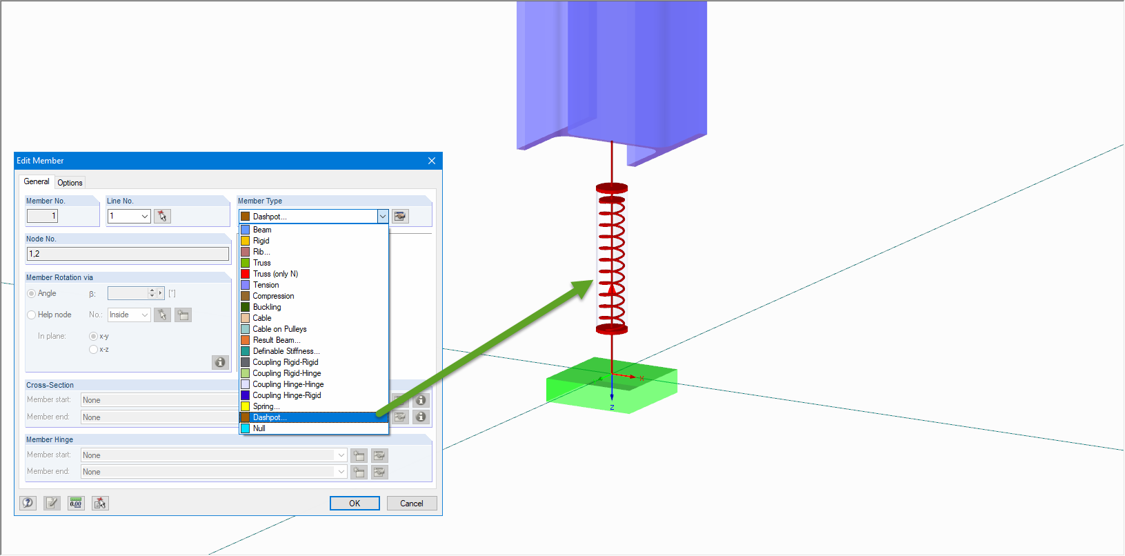 Neuer Stabtyp "Dämpfer" in RFEM