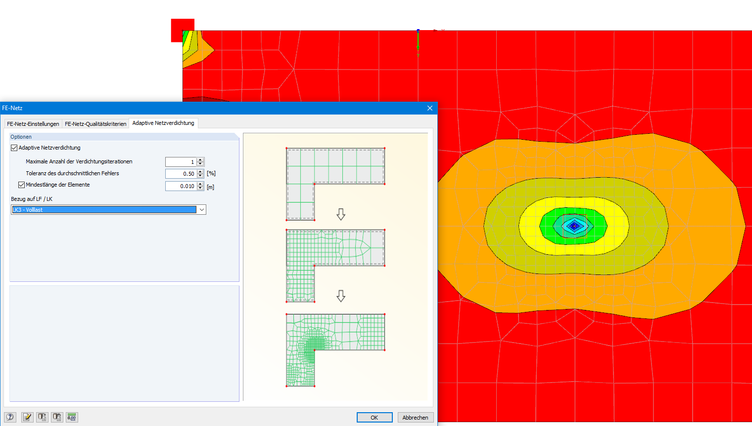 Adaptive Netzverdichtung in RFEM