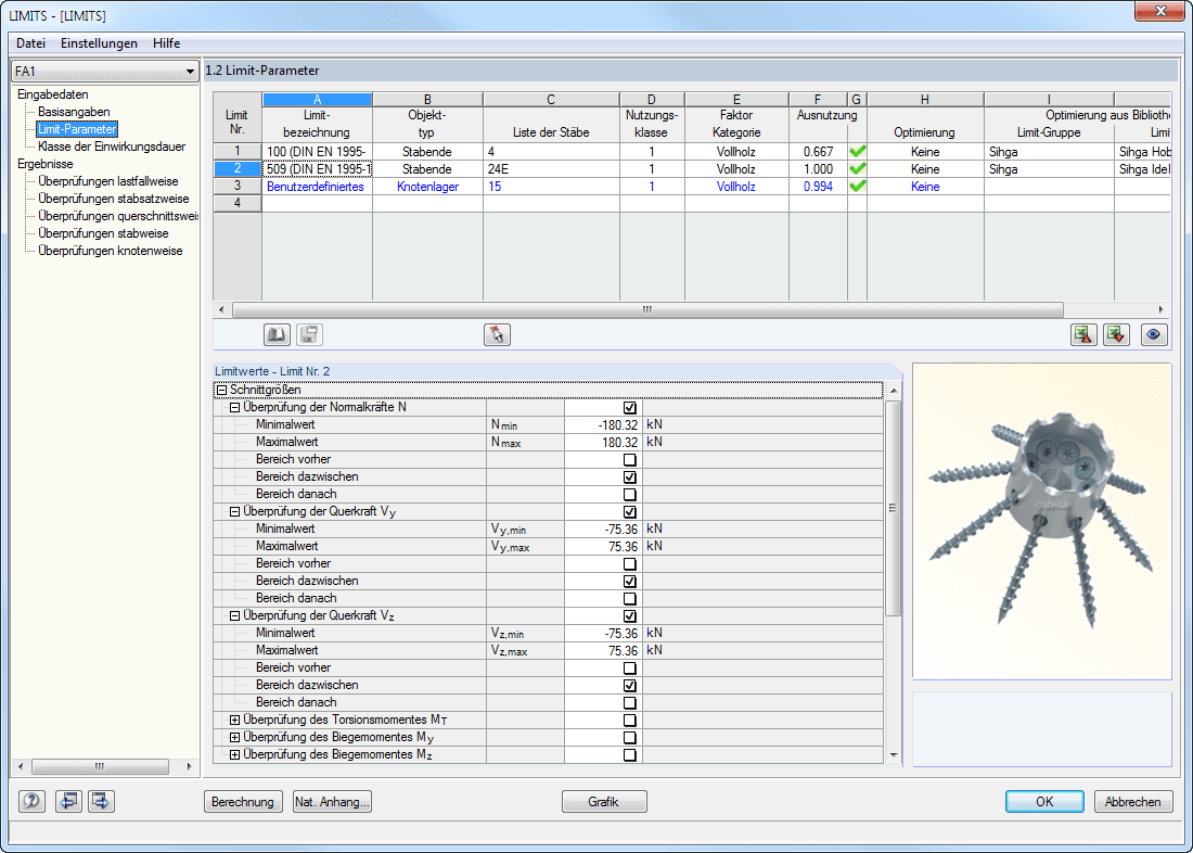 Festlegen der Limit-Parameter