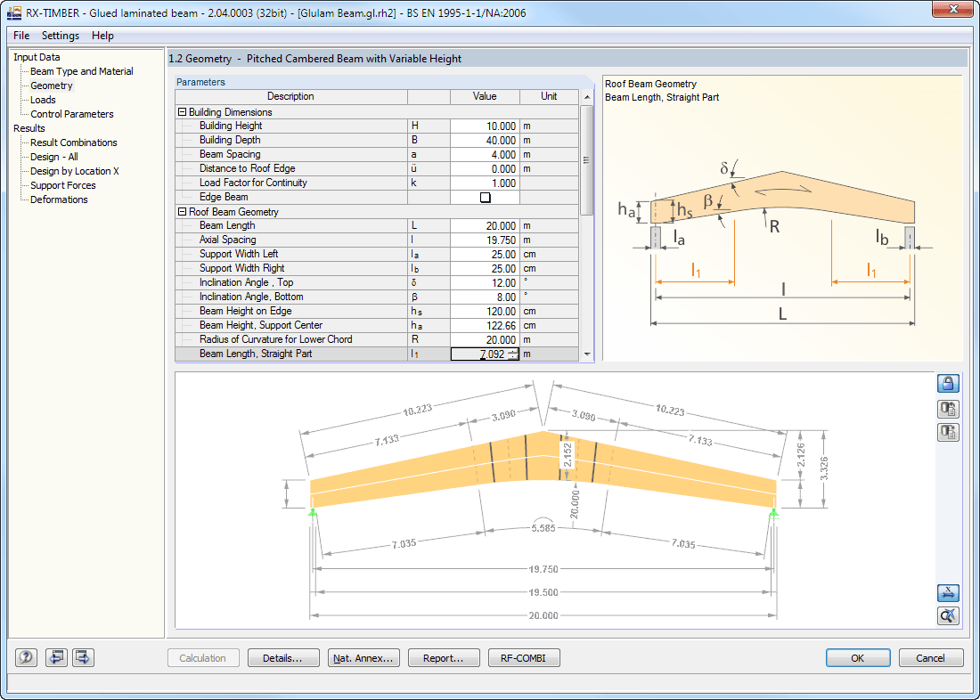 Eingabemaske 1.2 Geometrie