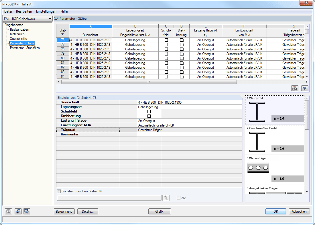 .4 Parameter - Stäbe, Trägerart