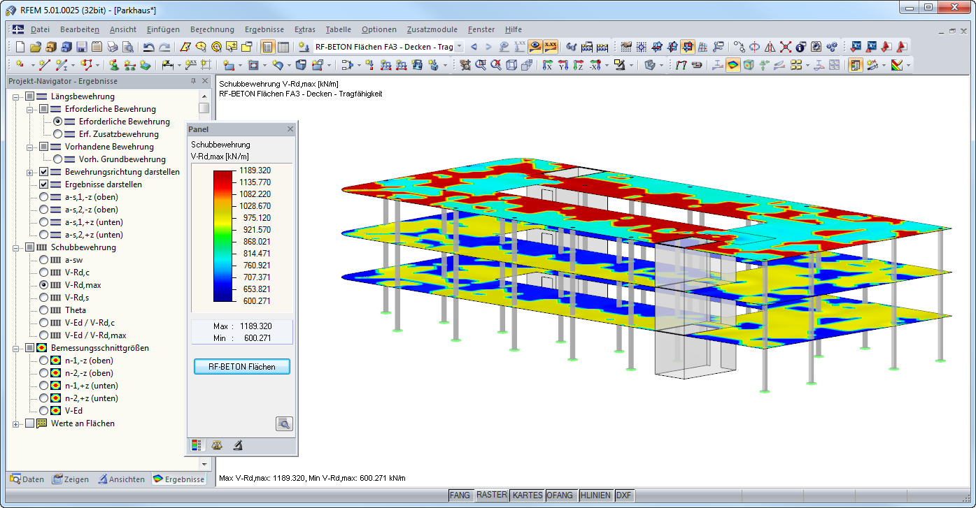 RF-BETON Flächen - Grafische Ergebnisausgabe am Gesamtmodell