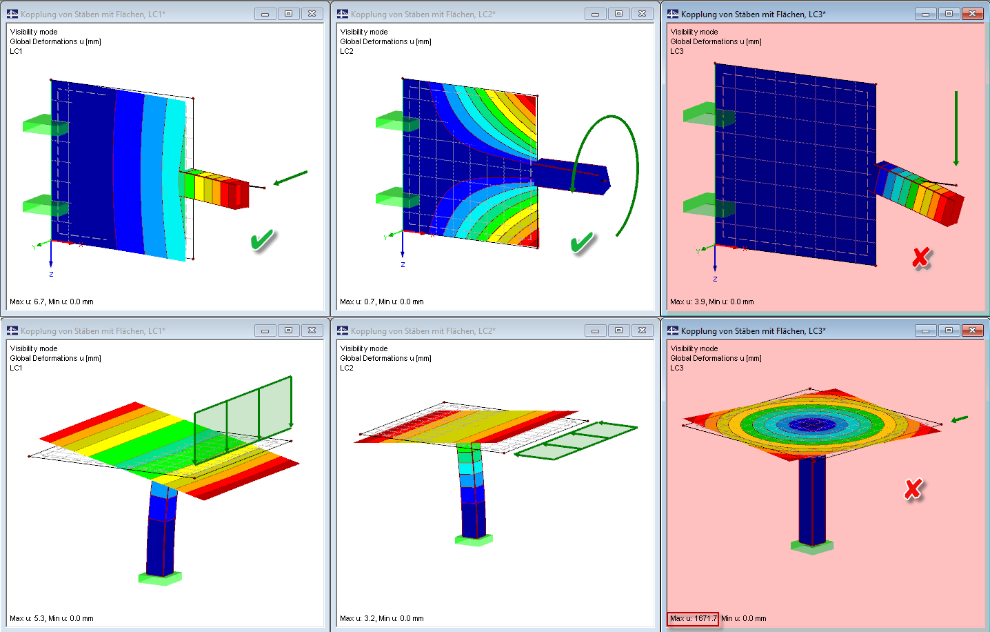 Соединение стержней с поверхностями в программе RFEM