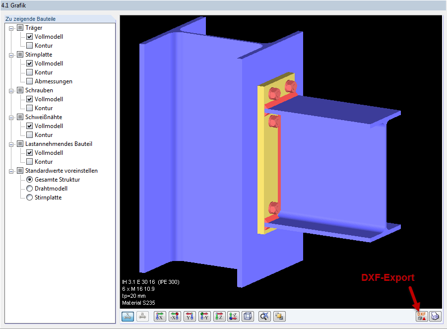 Экспорт DXF геометрии соединений