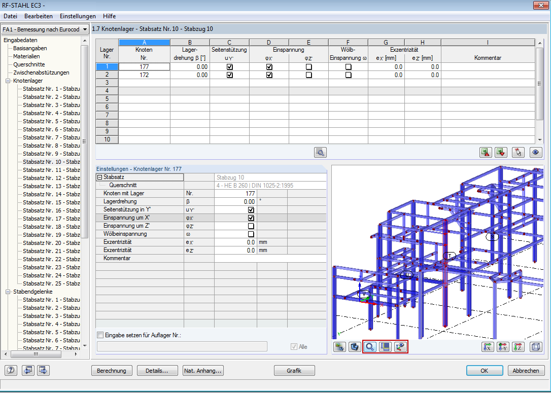 Visuelle Hilfen beim Definieren der Lagerbedingungen von Stabsätzen bei der Bemessung nach EN 1993-1-1 Kapitel 6.3.4