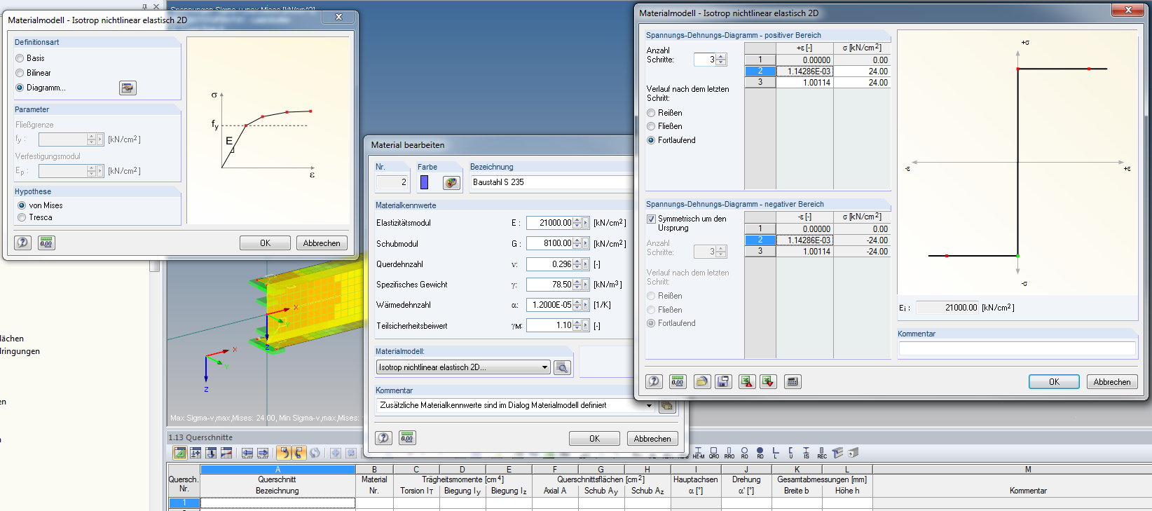 Materialmodell nichtlinear-elastisch