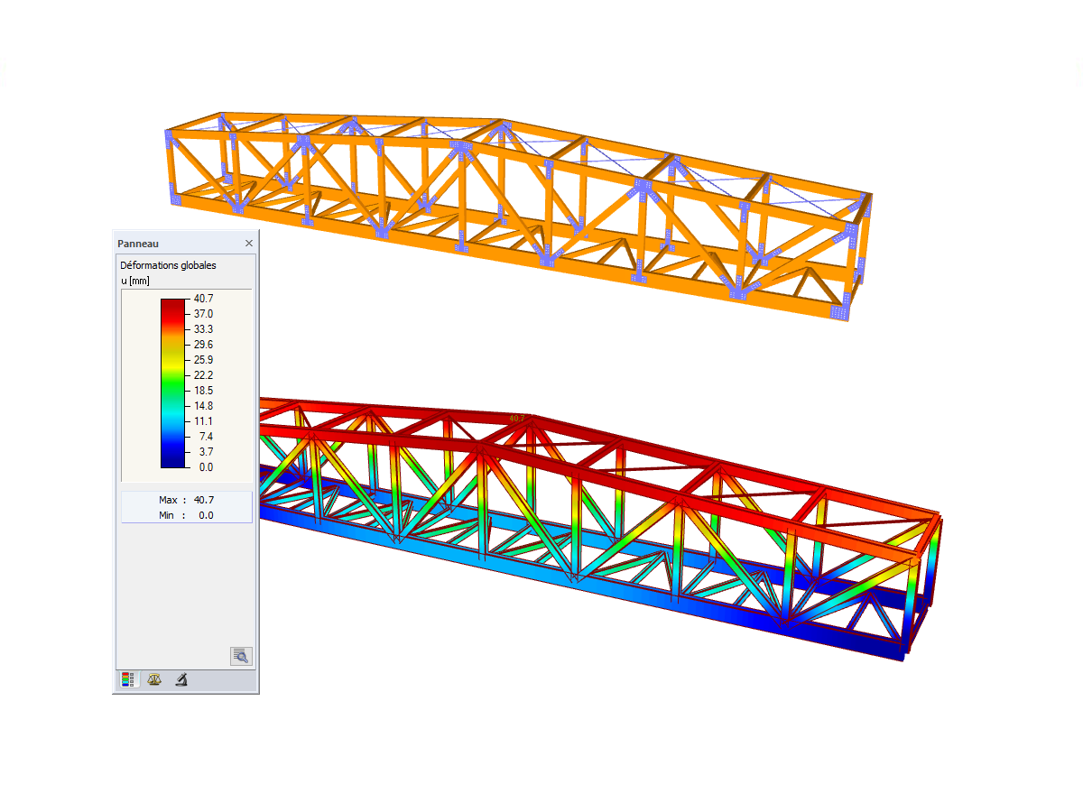 Pont en bois avec déformations globales