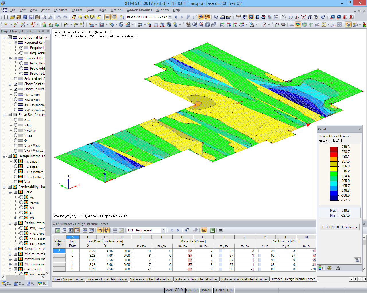 Bemessungswerte der Betonfundamentplatte in RFEM (© Techniek en Methode B.V.)