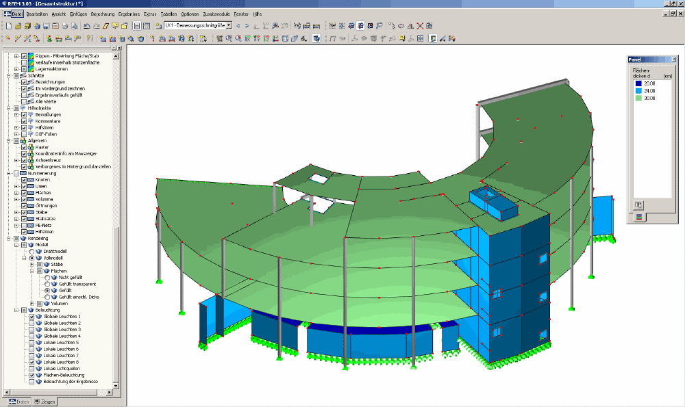 Flächendicken am RFEM-Modell (© Rohmer)