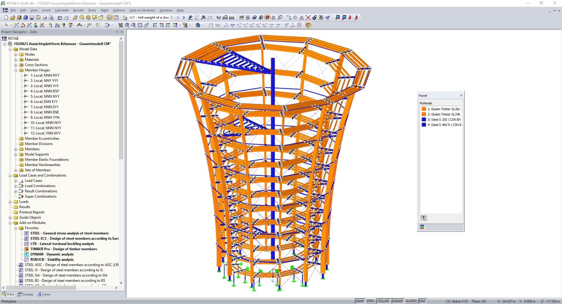 3D-модель смотровой башни в программе RSTAB (© WIEHAG GmbH)