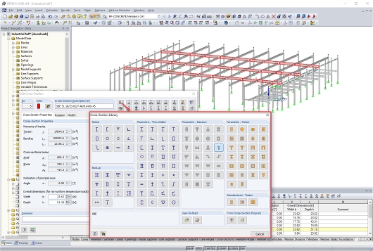 База данных сечений в программе RFEM