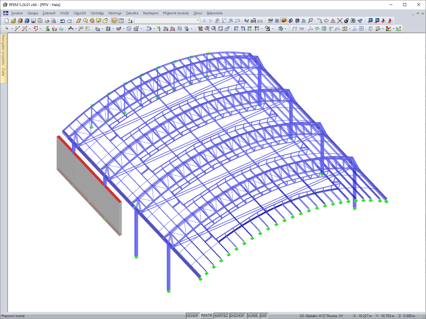 RFEM модель стального зала