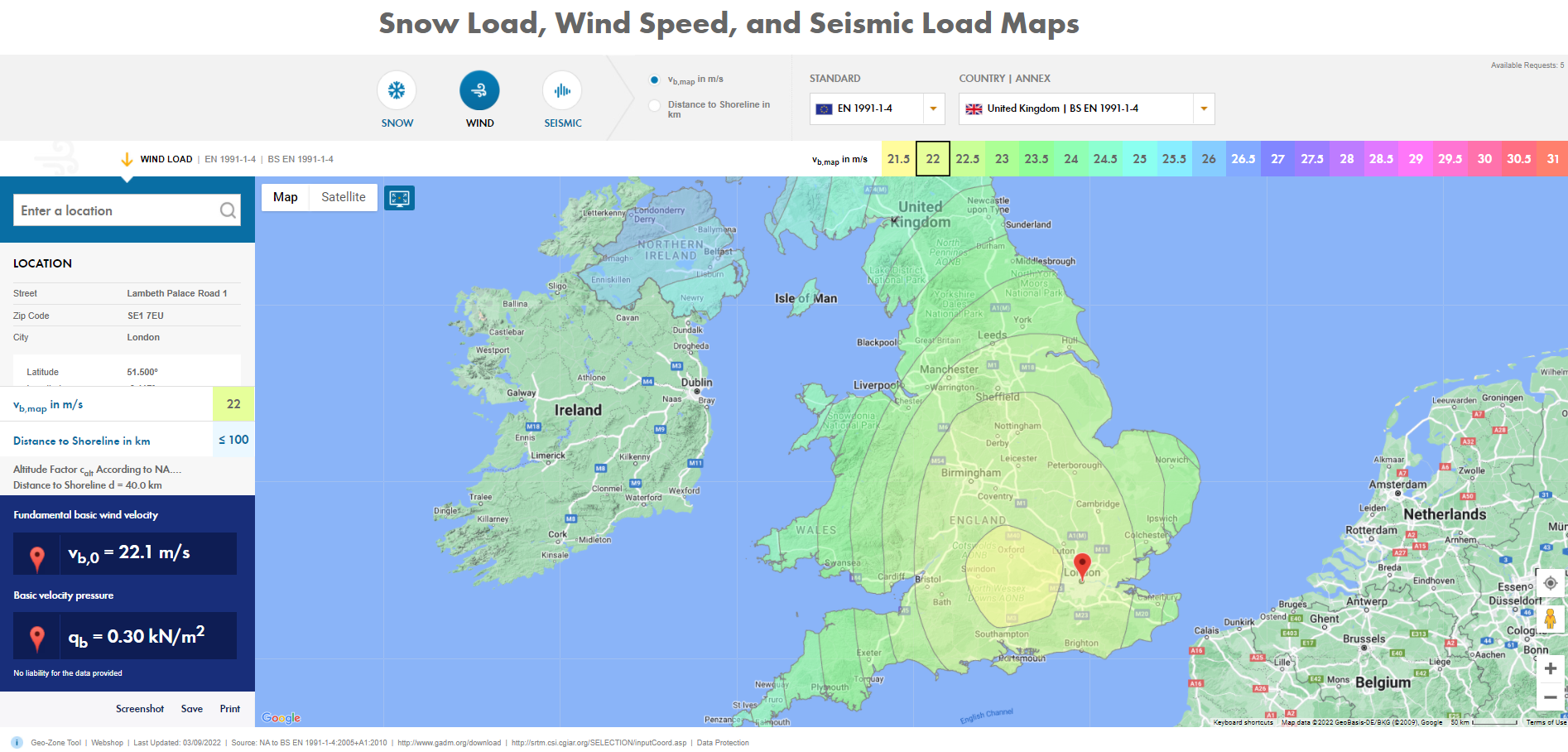 Онлайн-сервис «Карты снеговой, ветровой и сейсмической нагрузок»