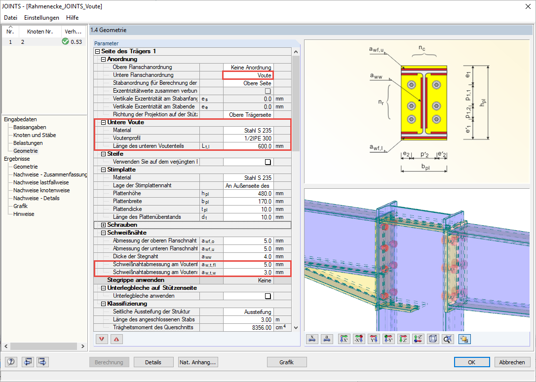 Ввод конуса в RF-/JOINTS Steel - Rigid