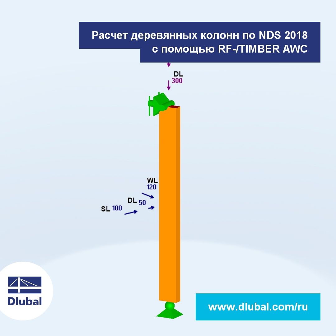 Расчет деревянных балок и колонн по NDS 2018\n с помощью модуля RF-/TIMBER AWC