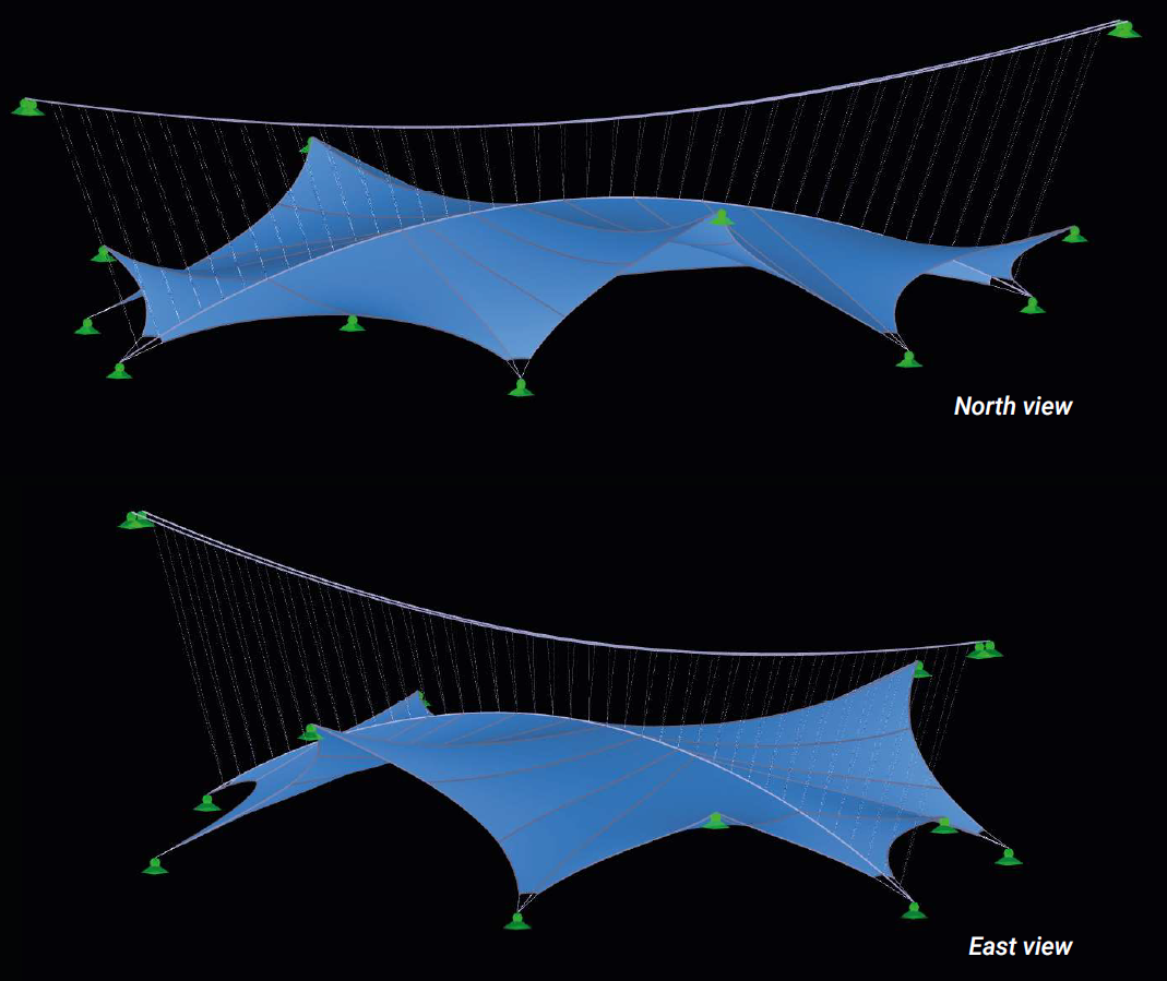 Северный и восточный вид натяжной конструкции