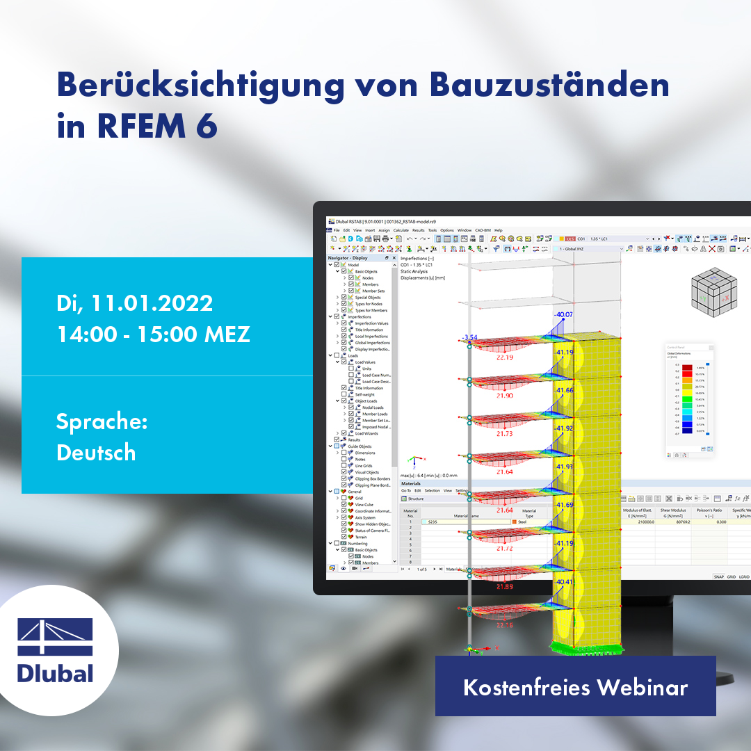 Учёт стадий строительства в RFEM 6