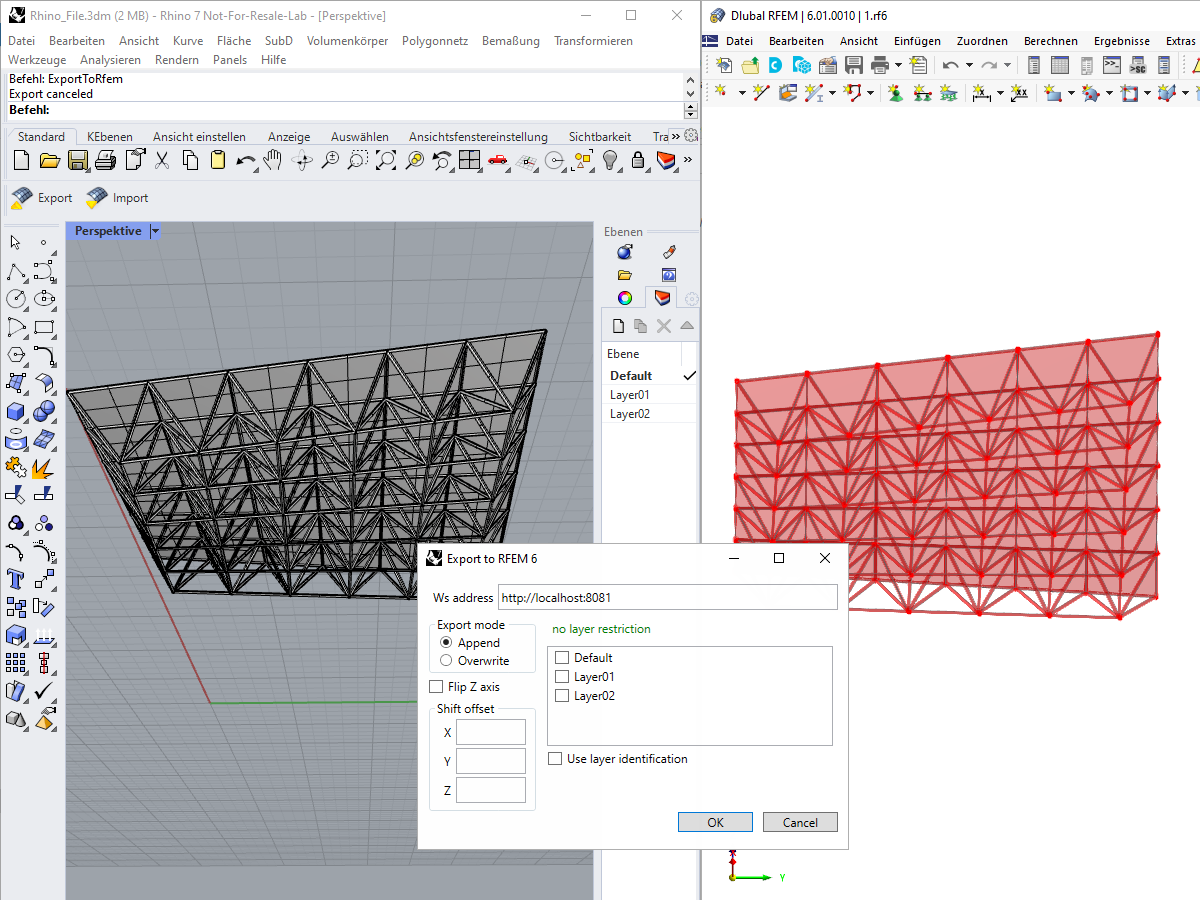 Обмен данными между программой Rhino и RFEM 6