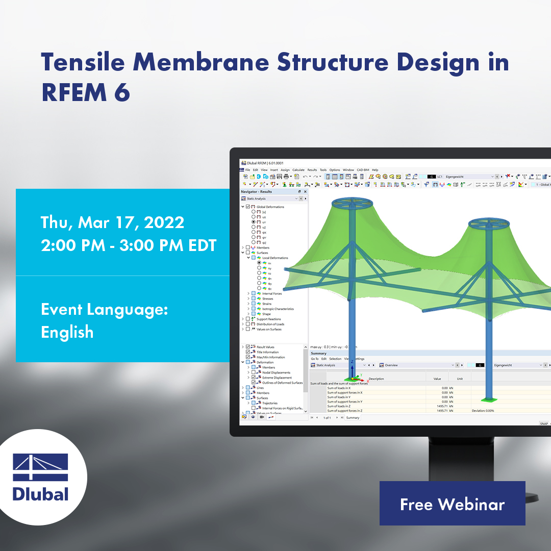 Расчет натяжных мембранных конструкций в программе RFEM 6