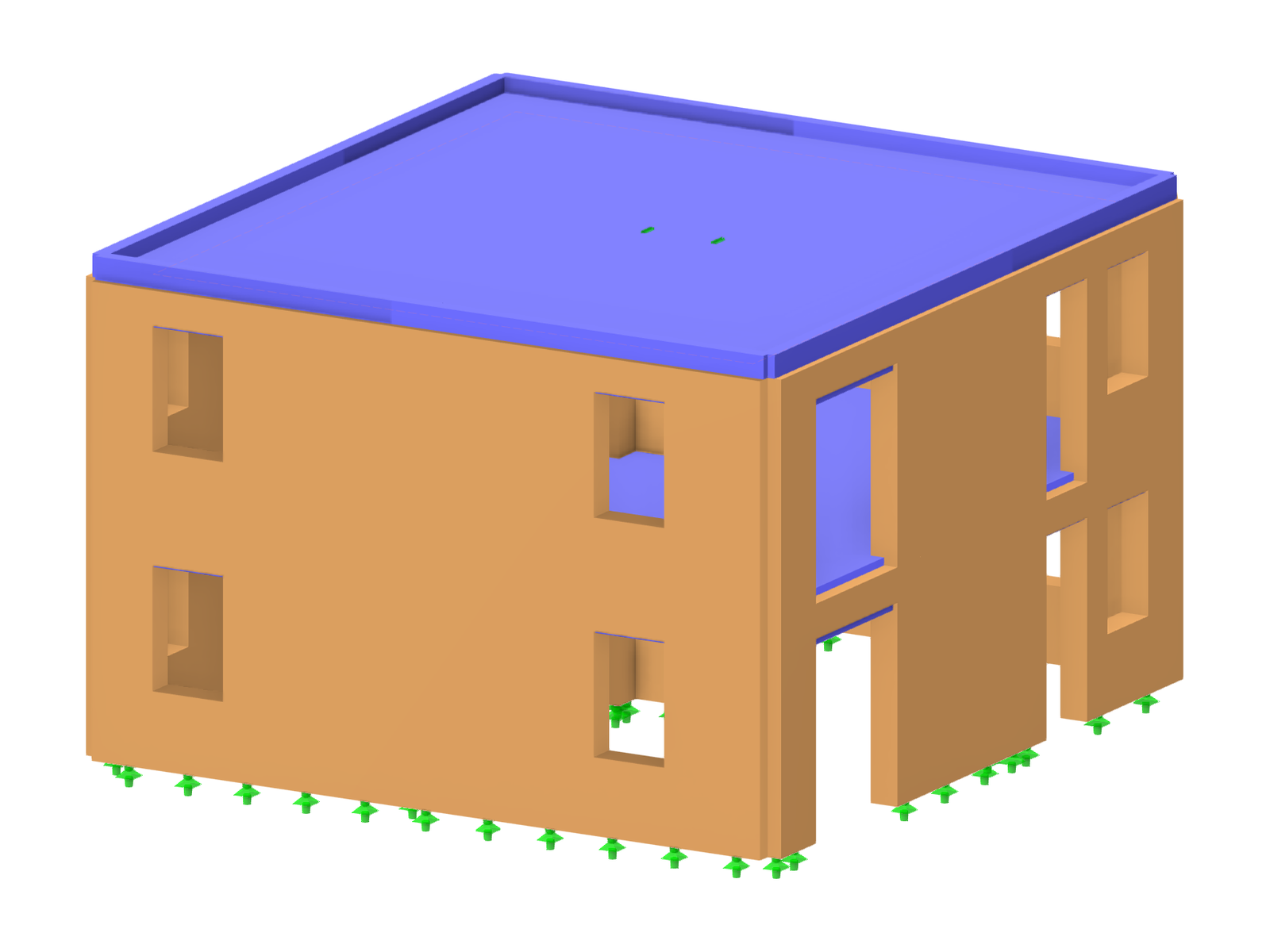 Кладка жилого дома с мансардой | Конструктивная модель RFEM для скачивания