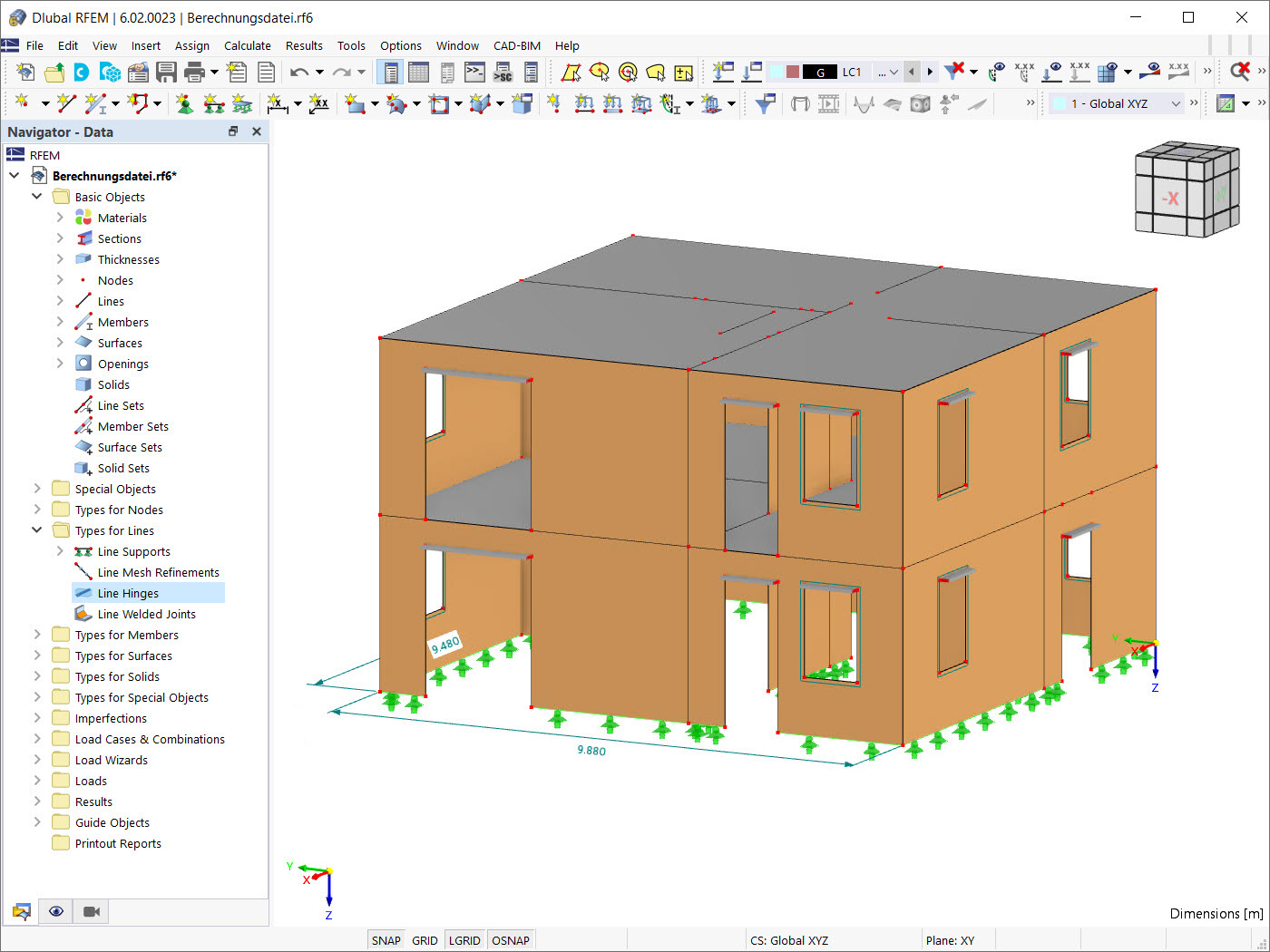 Соединения плиты со стеной в RFEM 6