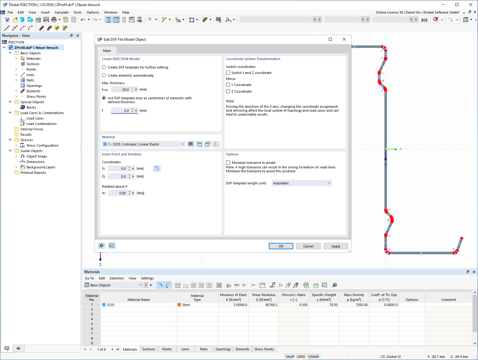 Создание сечения RSECTION из файла DXF