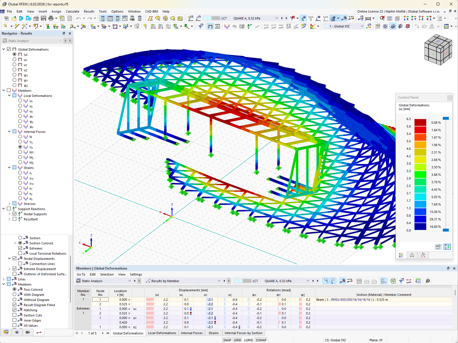 Частичная модель фасада в программе RFEM