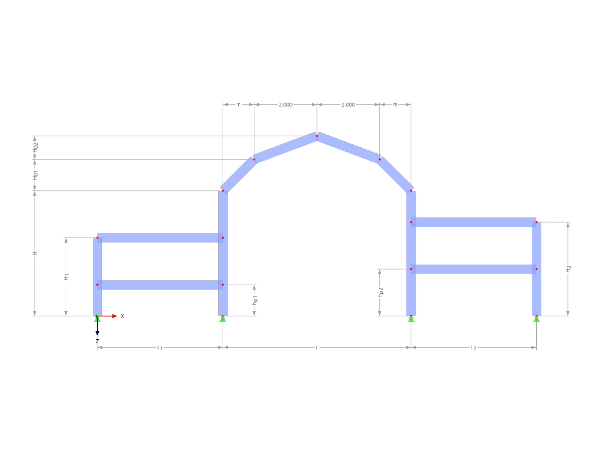 Модель 003310 | F3B018 | Three-Bay Frames with Parameters