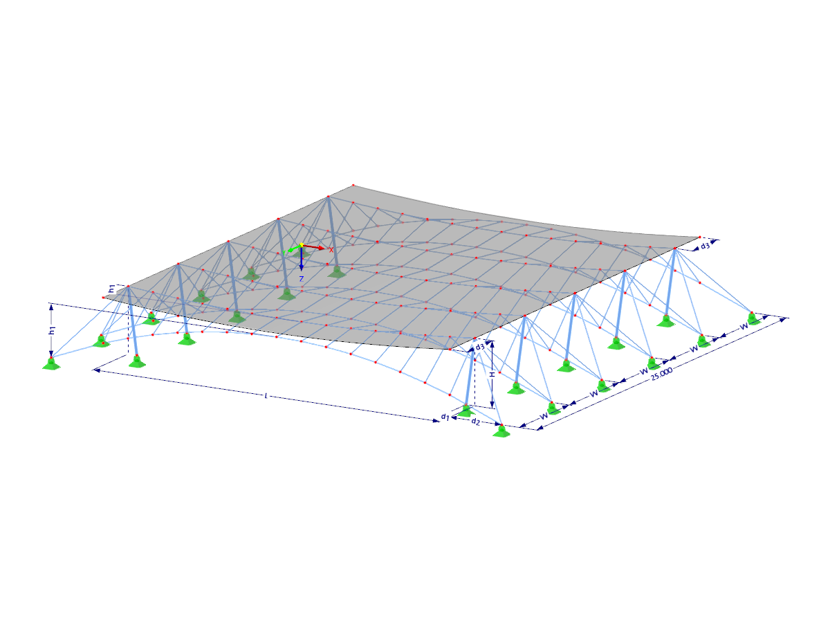 Модель 003557 | CT001-b | Spatial Parallel System with Stabilization Through Counter Cable, with Parameters