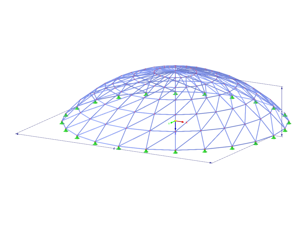 Модель 003624 | TSC006-b | Система ферм для сферических плоскостей с параметрами