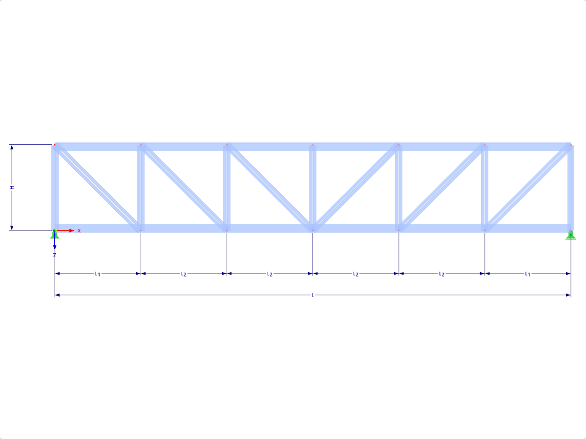 Модель 003814 | FT001-a | Pratt Truss | Гравитационные нагрузки с параметрами